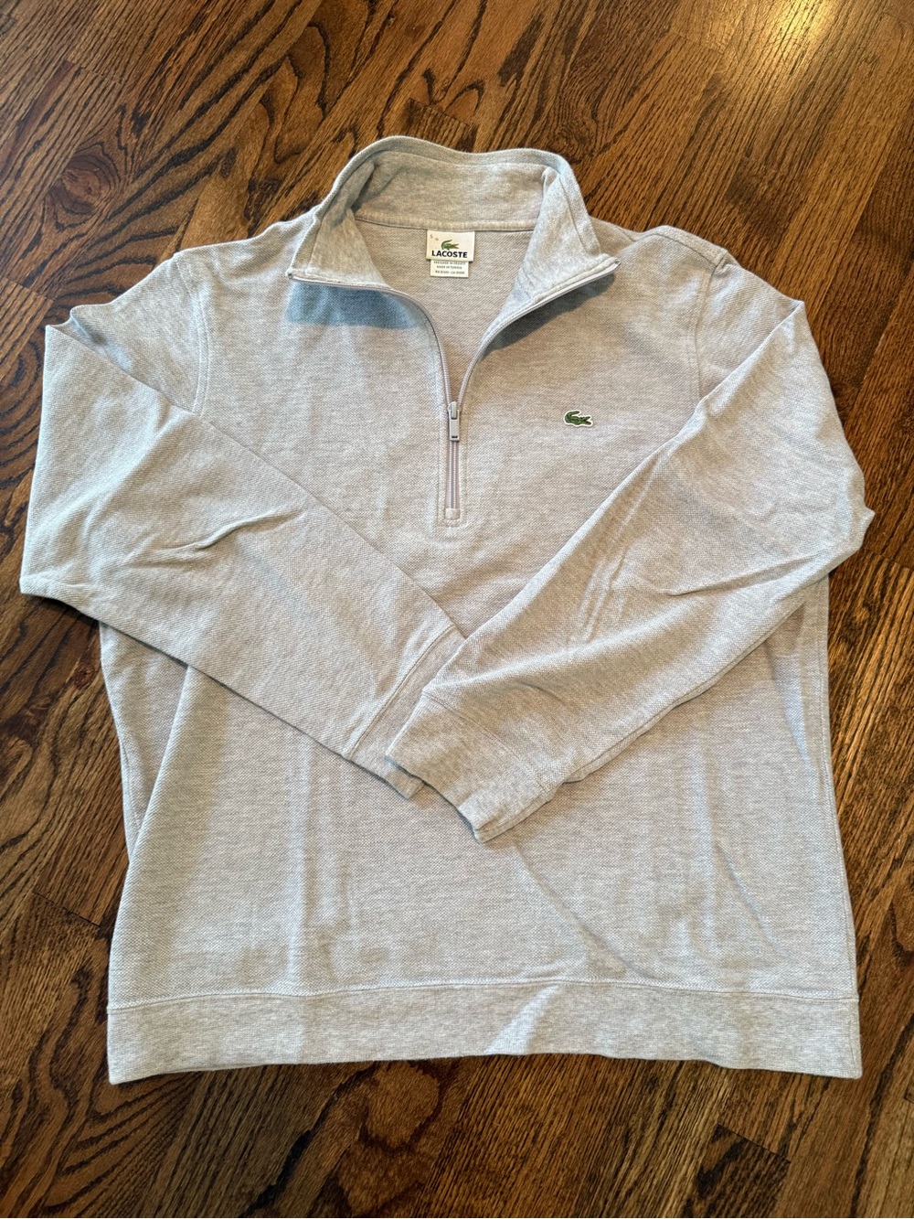 Lacoste Men's Light Gray Half-Zip Pullover Sweater